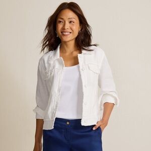 Two Palms Linen Raw-Edge Jacket